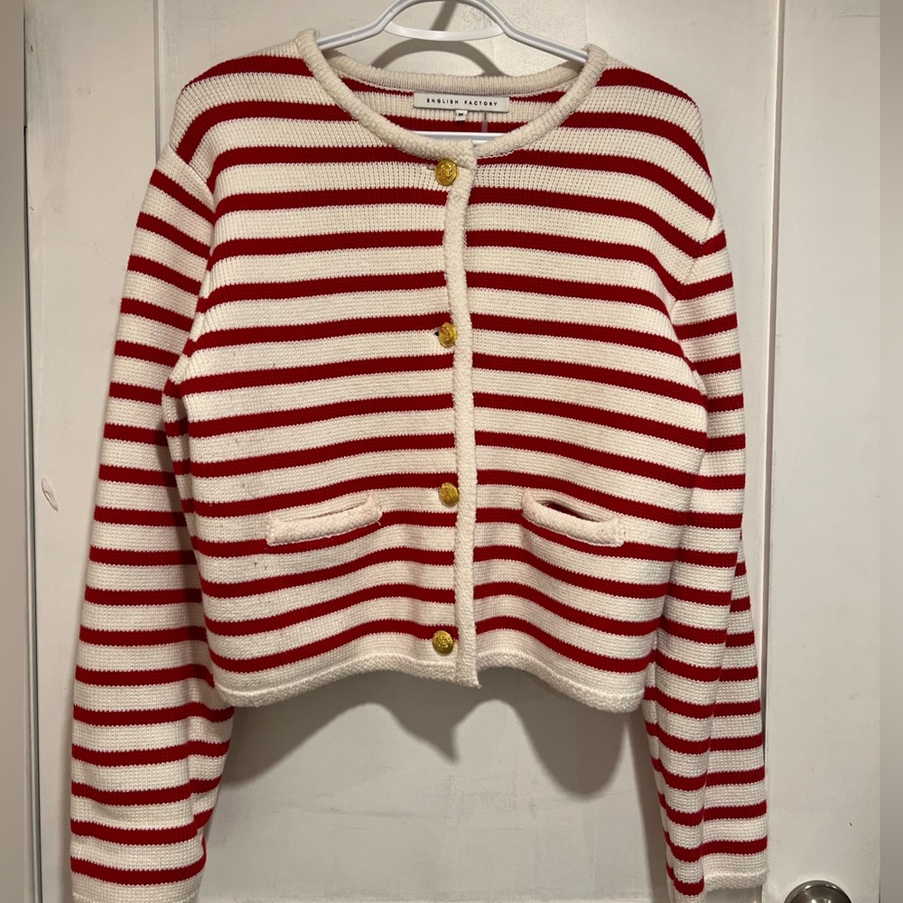 English Factory Button-Front Cardigan